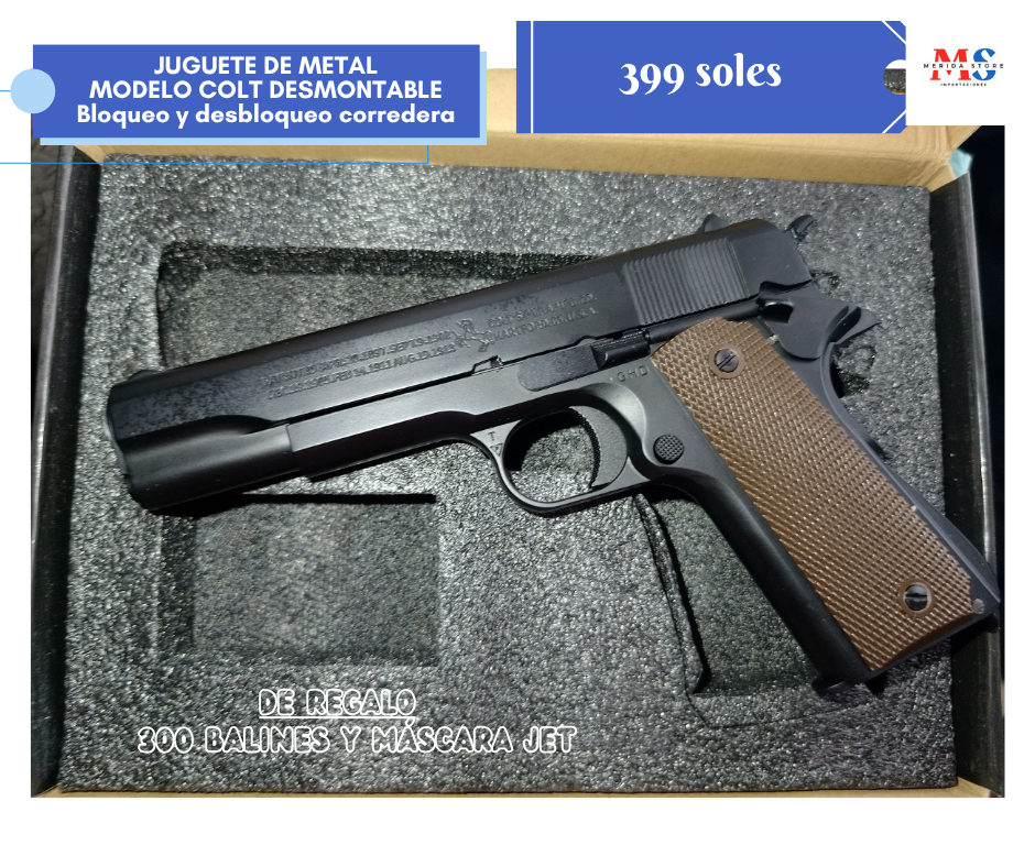 Juguete de pistola de airsoft modelo Colt de metal desmontable
