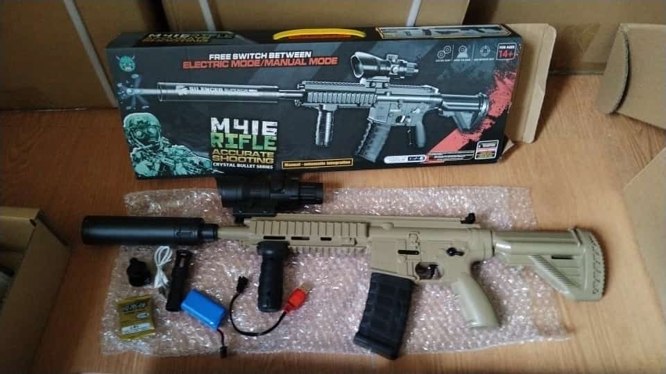 Juguete de hidrogel modelo M416 con silenciador Led con humo